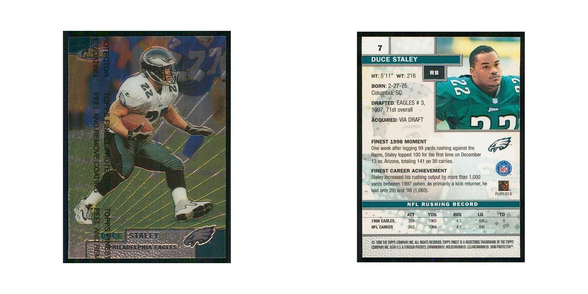 1999 Topps Finest w Coating Duce Staley Eagles #7
