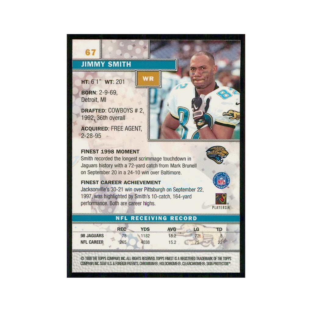 1999 Topps Finest w Coating Jimmy Smith Jaguars #67