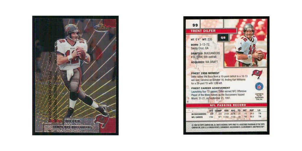 1999 Topps Finest w Coating Trent Dilfer Buccaneers #99