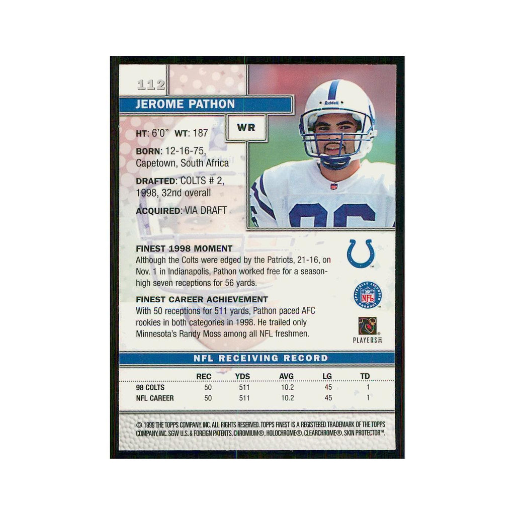 1999 Topps Finest w Coating Jerome Pathon Colts #112
