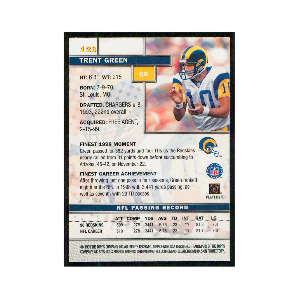 1999 Topps Finest w Coating Trent Green St. Louis Rams #123