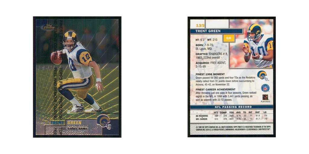 1999 Topps Finest w Coating Trent Green St. Louis Rams #123