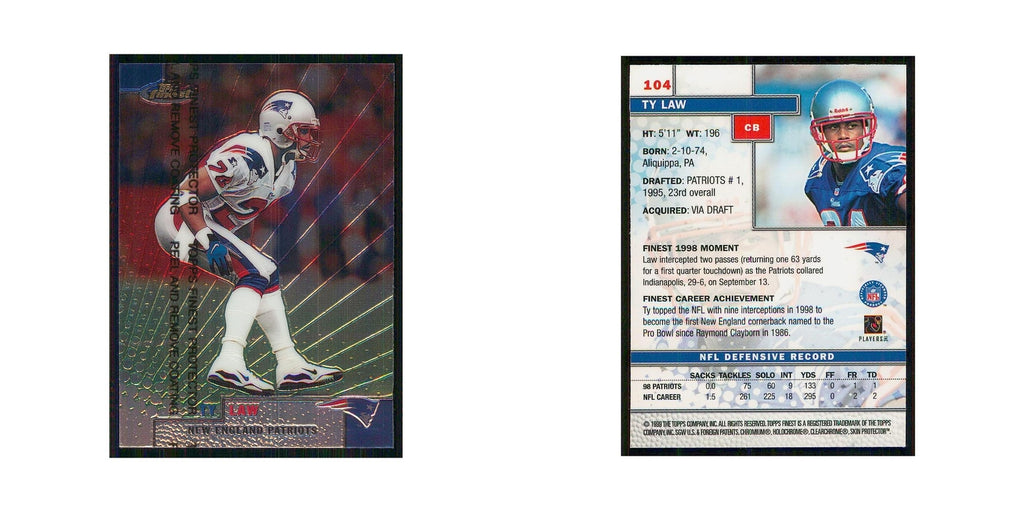 1999 Topps Finest w Coating Ty Law Patriots #104