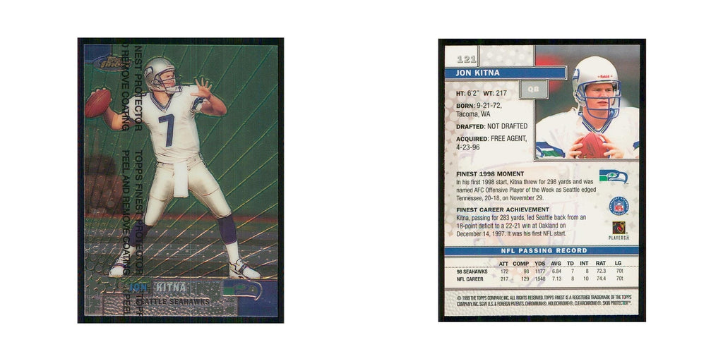 1999 Topps Finest w Coating Jon Kitna Seahawks #121