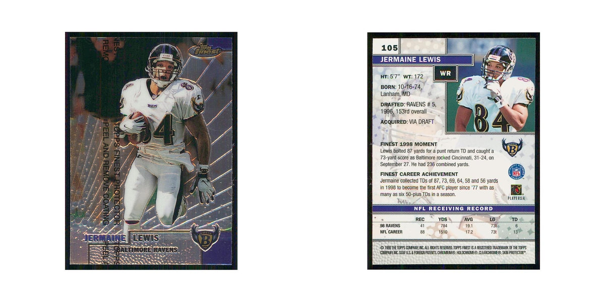 1999 Topps Finest w Coating Jermaine Lewis Ravens #105