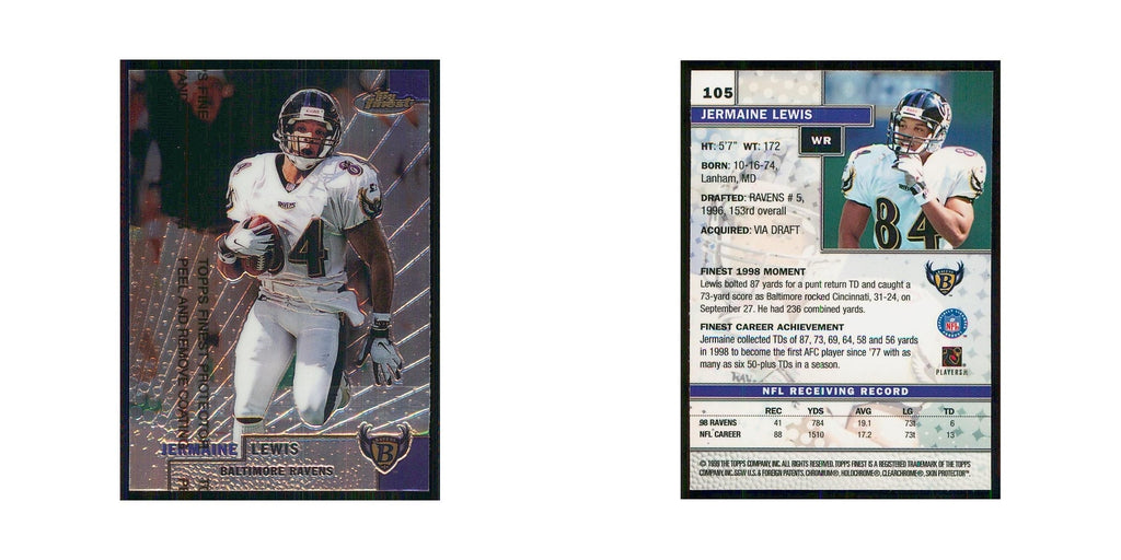 1999 Topps Finest w Coating Jermaine Lewis Ravens #105