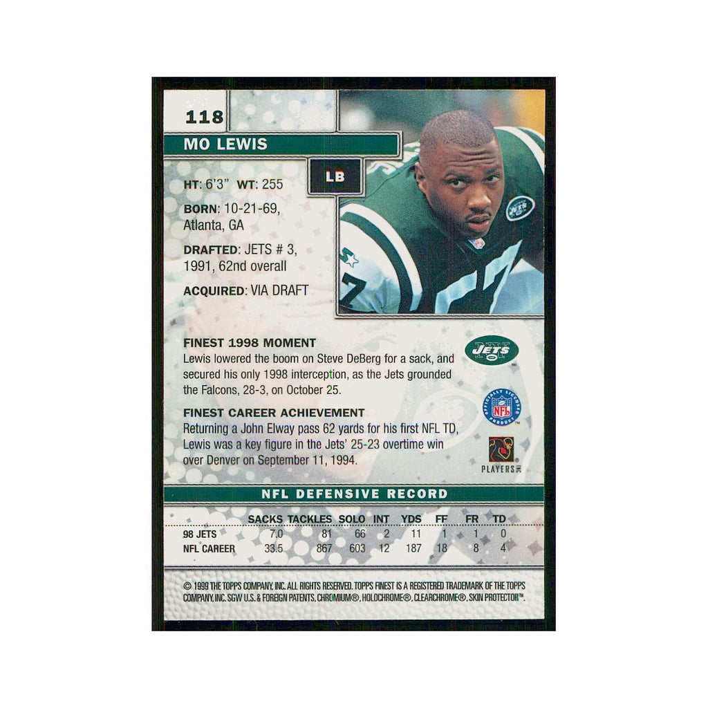 1999 Topps Finest w Coating Mo Lewis Jets #118