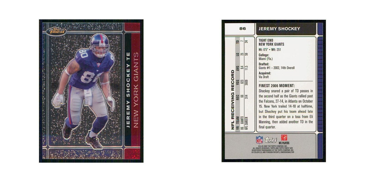 2007 Topps Finest Jeremy Shockey Giants #86