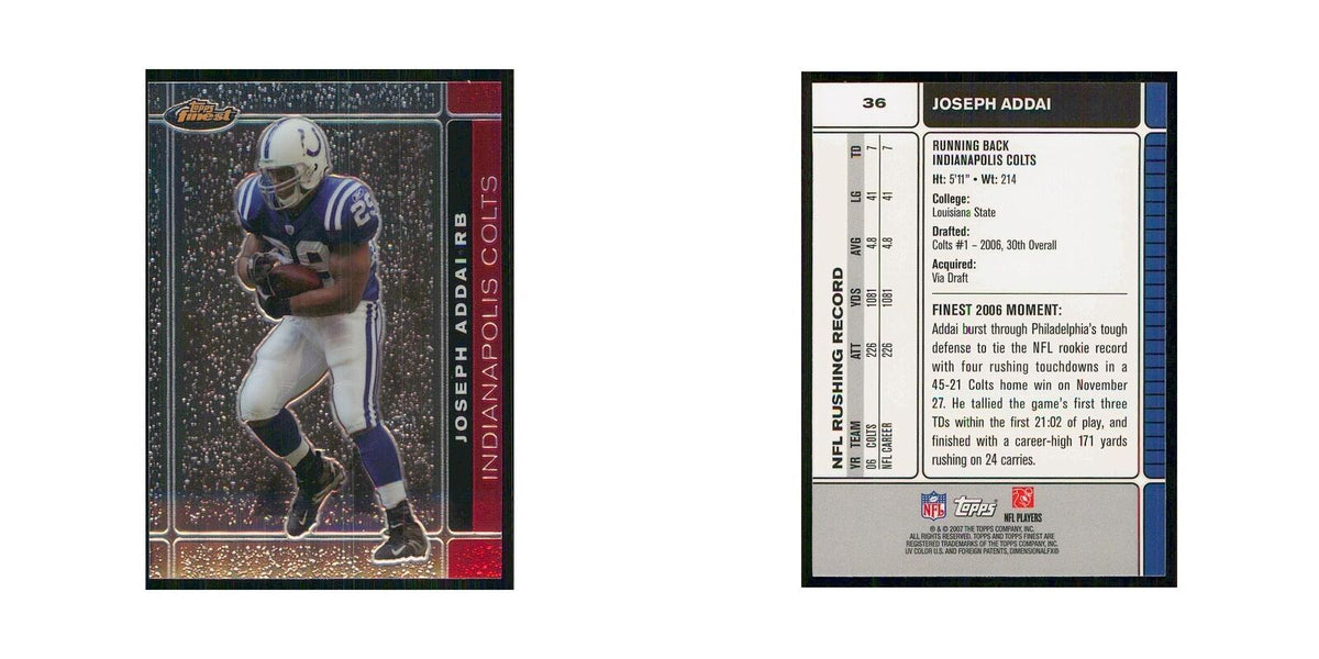 2007 Topps Finest Joseph Addai Colts #36