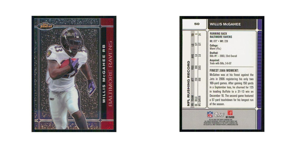 2007 Topps Finest Willis McGahee Ravens #50
