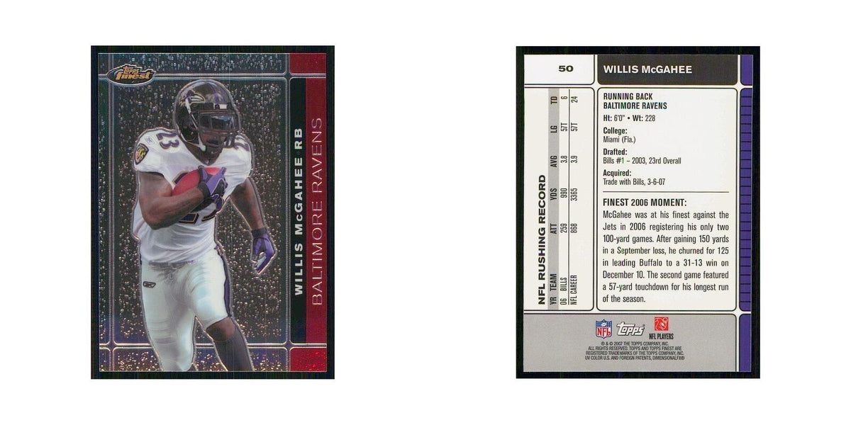 2007 Topps Finest Willis McGahee Ravens #50