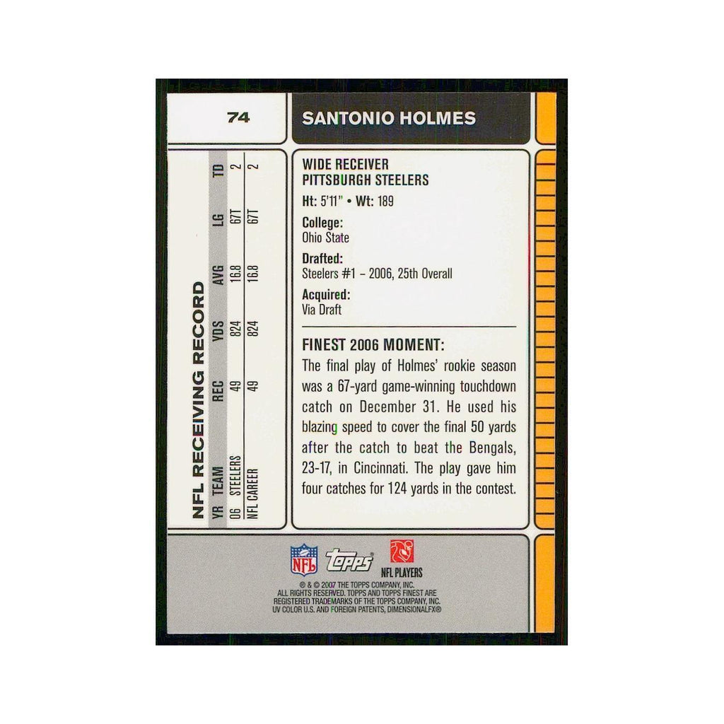 2007 Topps Finest Santonio Holmes Steelers #74