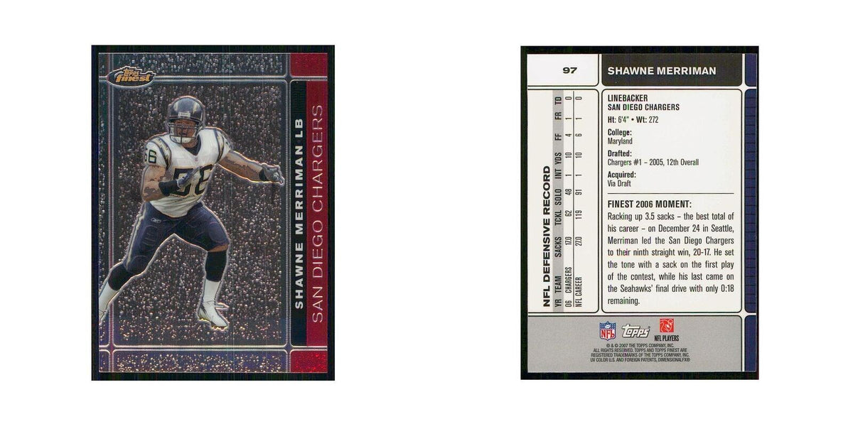 2007 Topps Finest Shawne Merriman San Diego Chargers #97