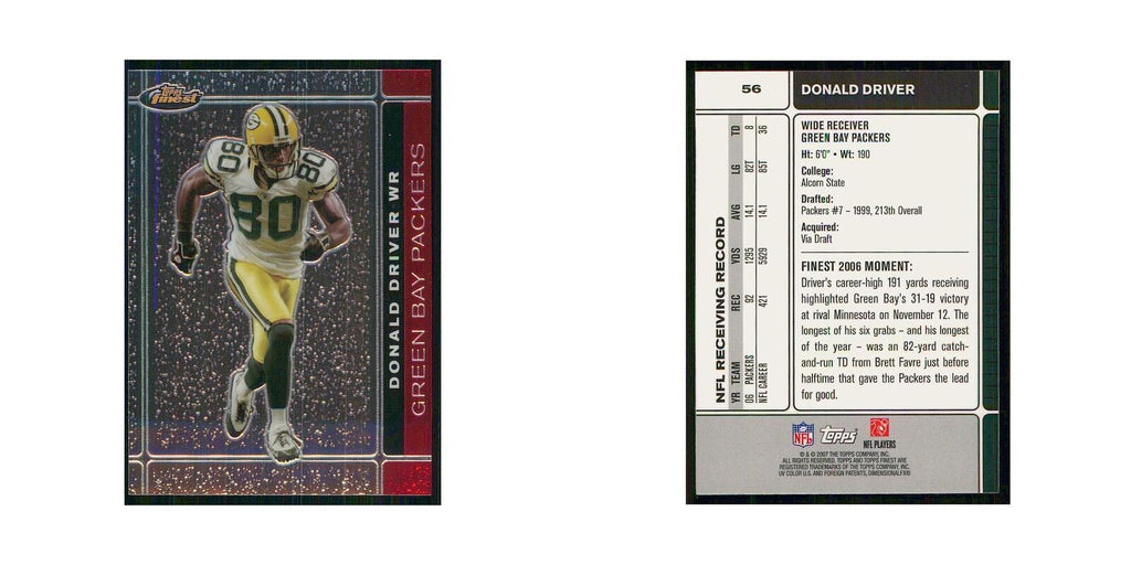 2007 Topps Finest Donald Driver Packers #56