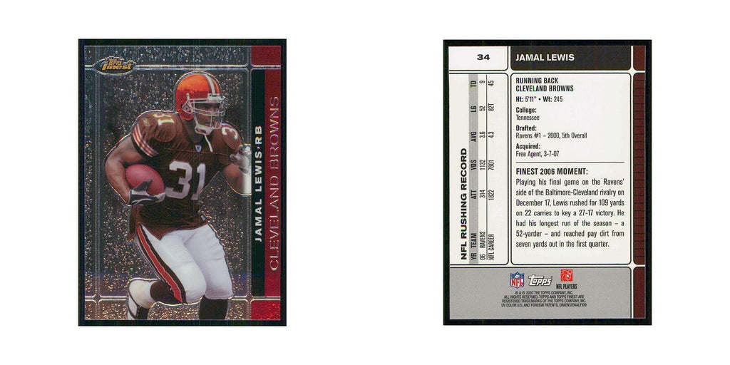 2007 Topps Finest Jamal Lewis Browns #34