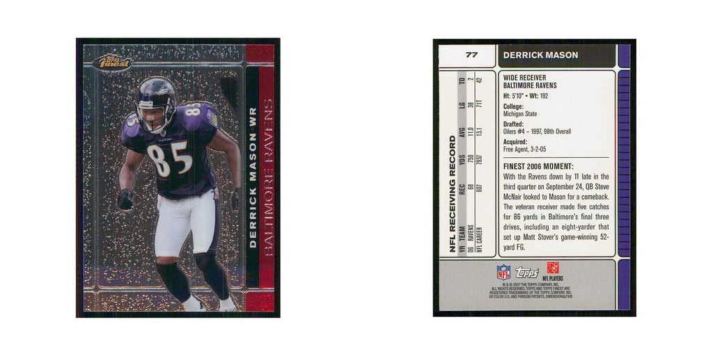 2007 Topps Finest Derrick Mason Ravens #77