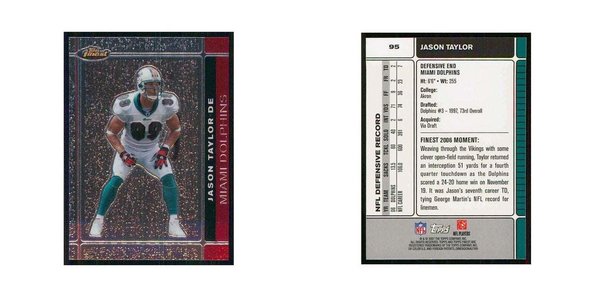 2007 Topps Finest Jason Taylor Dolphins #95