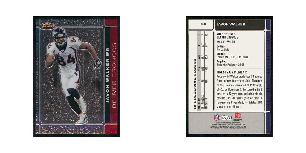 2007 Topps Finest Javon Walker Broncos #64