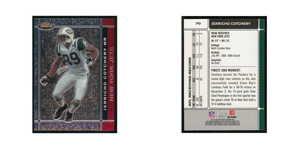 2007 Topps Finest Jerricho Cotchery Jets #70
