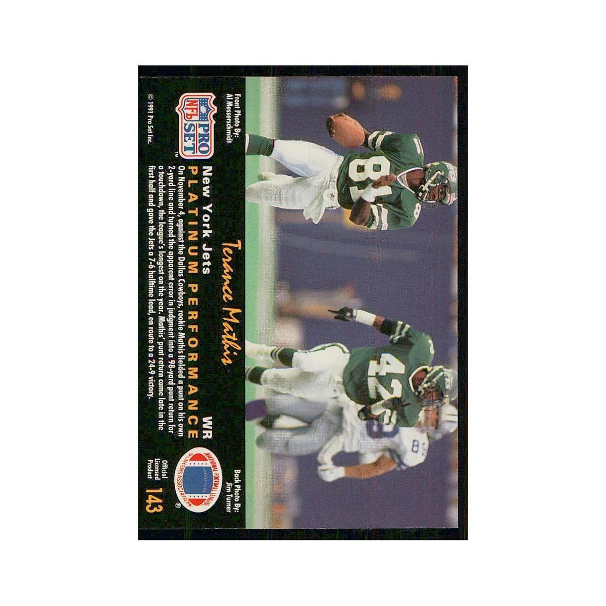 1991 Pro Set Platinum Terance Mathis Jets #143