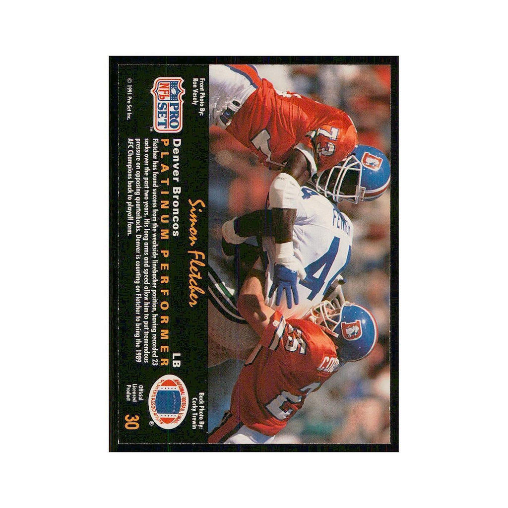1991 Pro Set Platinum Simon Fletcher Broncos #30