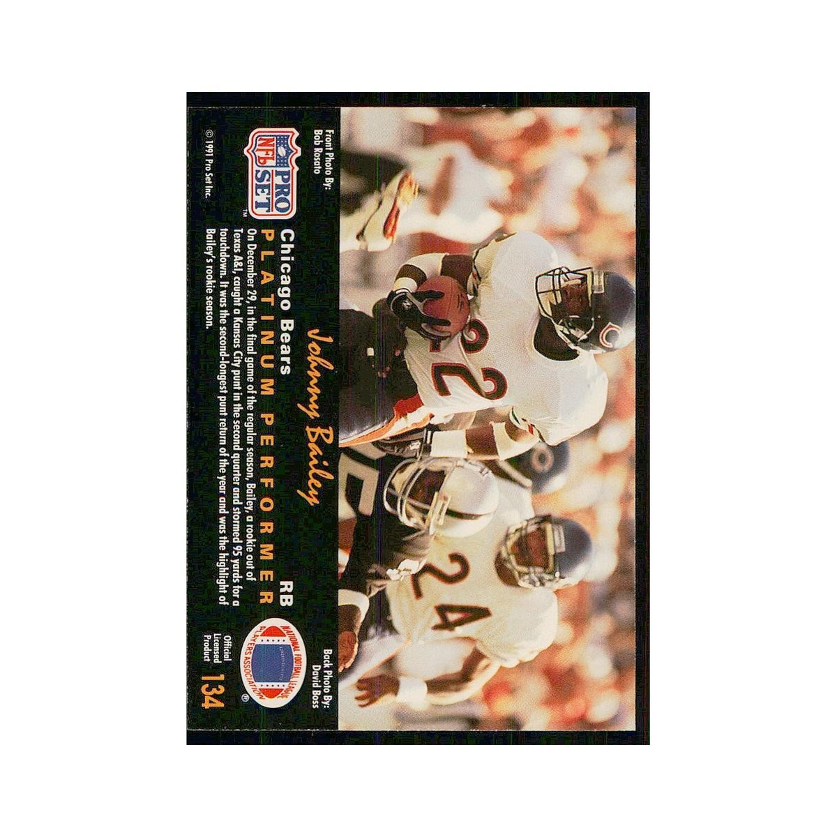 1991 Pro Set Platinum Johnny Bailey Bears #134