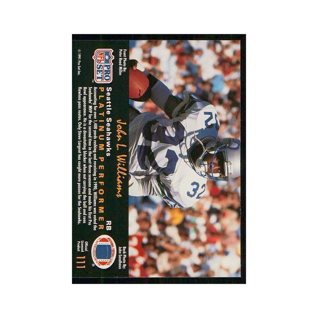 1991 Pro Set Platinum John L. Williams Seahawks #111