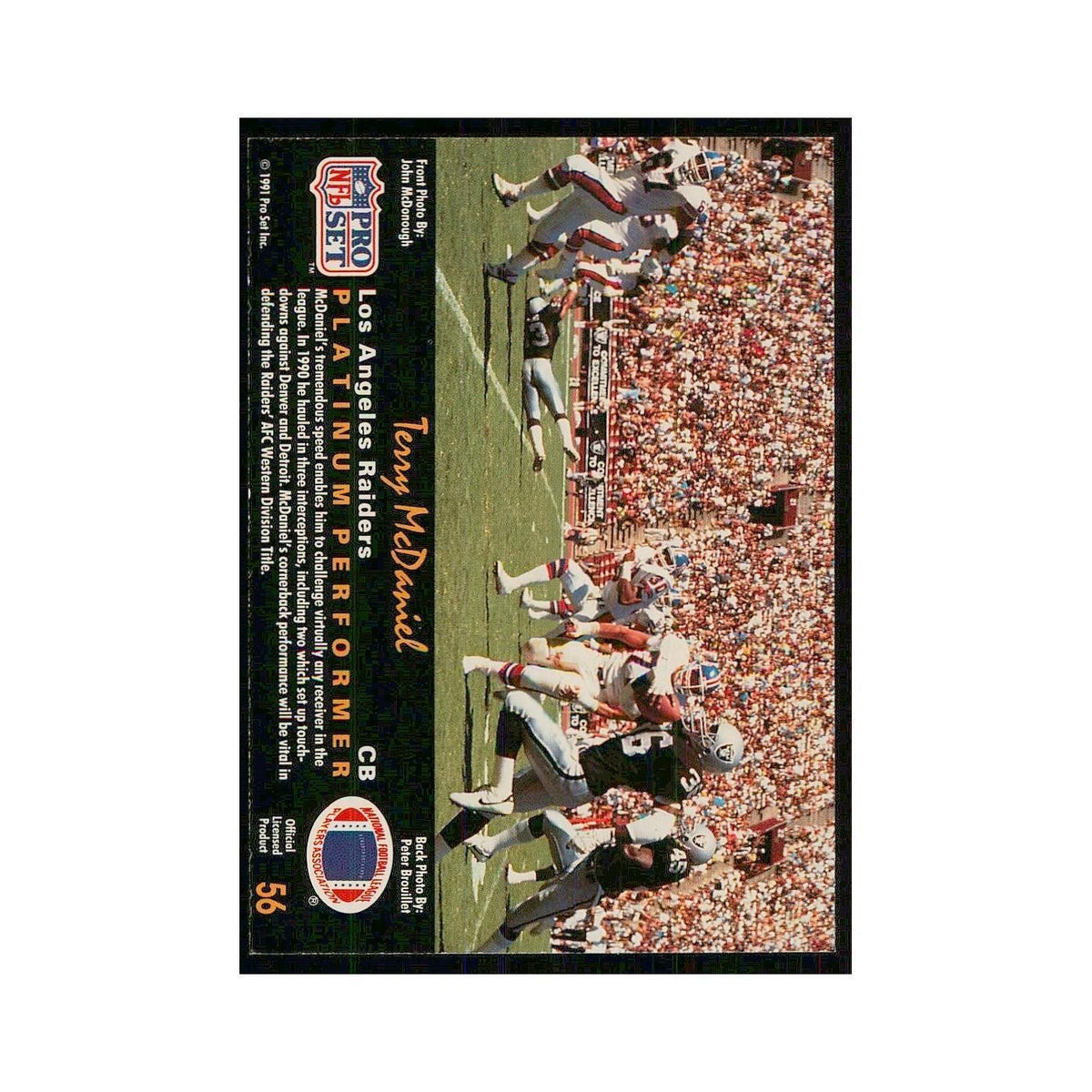 1991 Pro Set Platinum Terry McDaniel Los Angeles Raiders #56