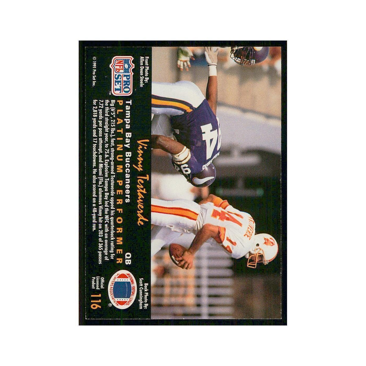 1991 Pro Set Platinum Vinny Testaverde Buccaneers #116
