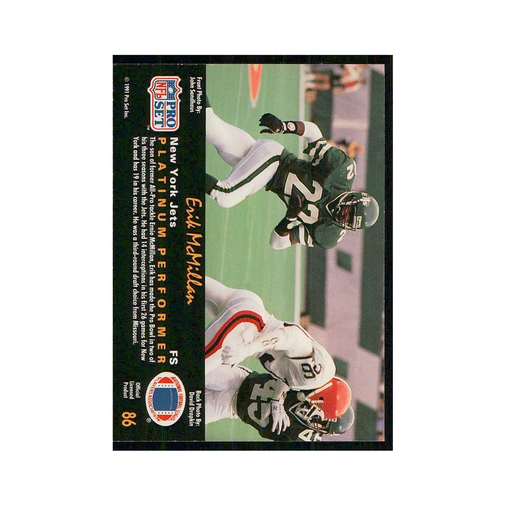 1991 Pro Set Platinum Erik McMillian Jets #86