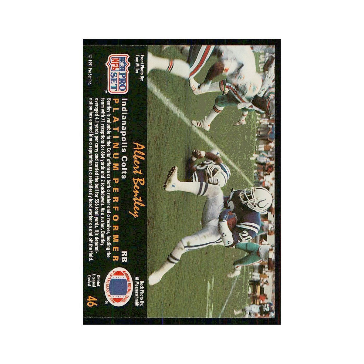 1991 Pro Set Platinum Albert Bentley Colts #46