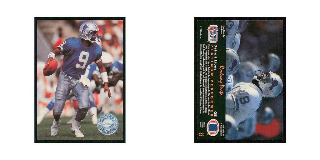 1991 Pro Set Platinum Rodney Peete Lions #32
