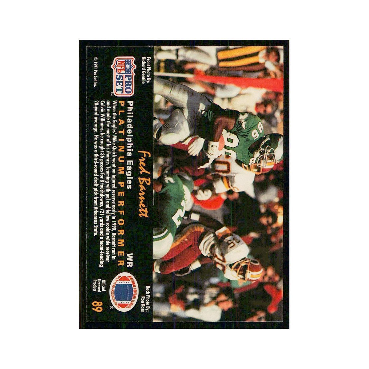 1991 Pro Set Platinum Fred Barnett Eagles #89