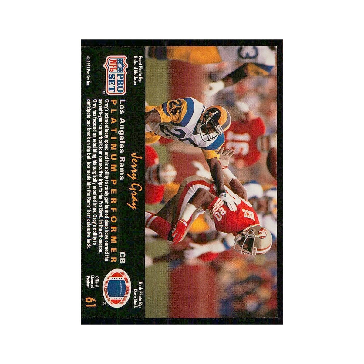 1991 Pro Set Platinum Jerry Gray St. Louis Rams #61