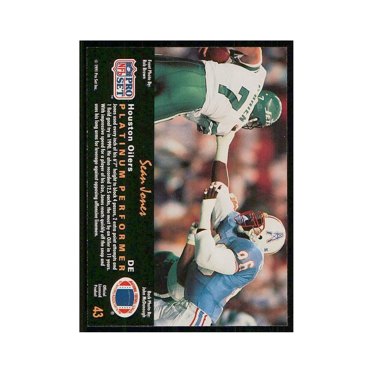1991 Pro Set Platinum Sean Jones Houston Oilers #43