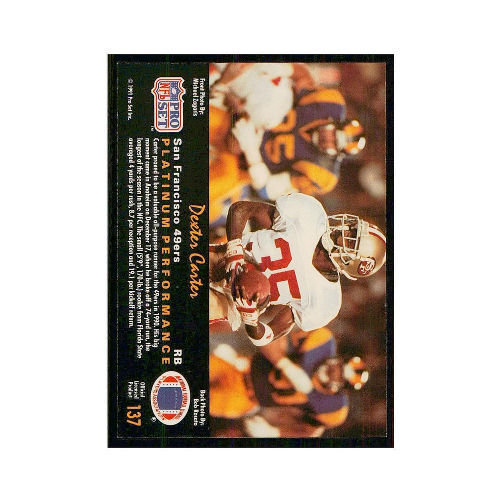 1991 Pro Set Platinum Dexter Carter 49ers #137