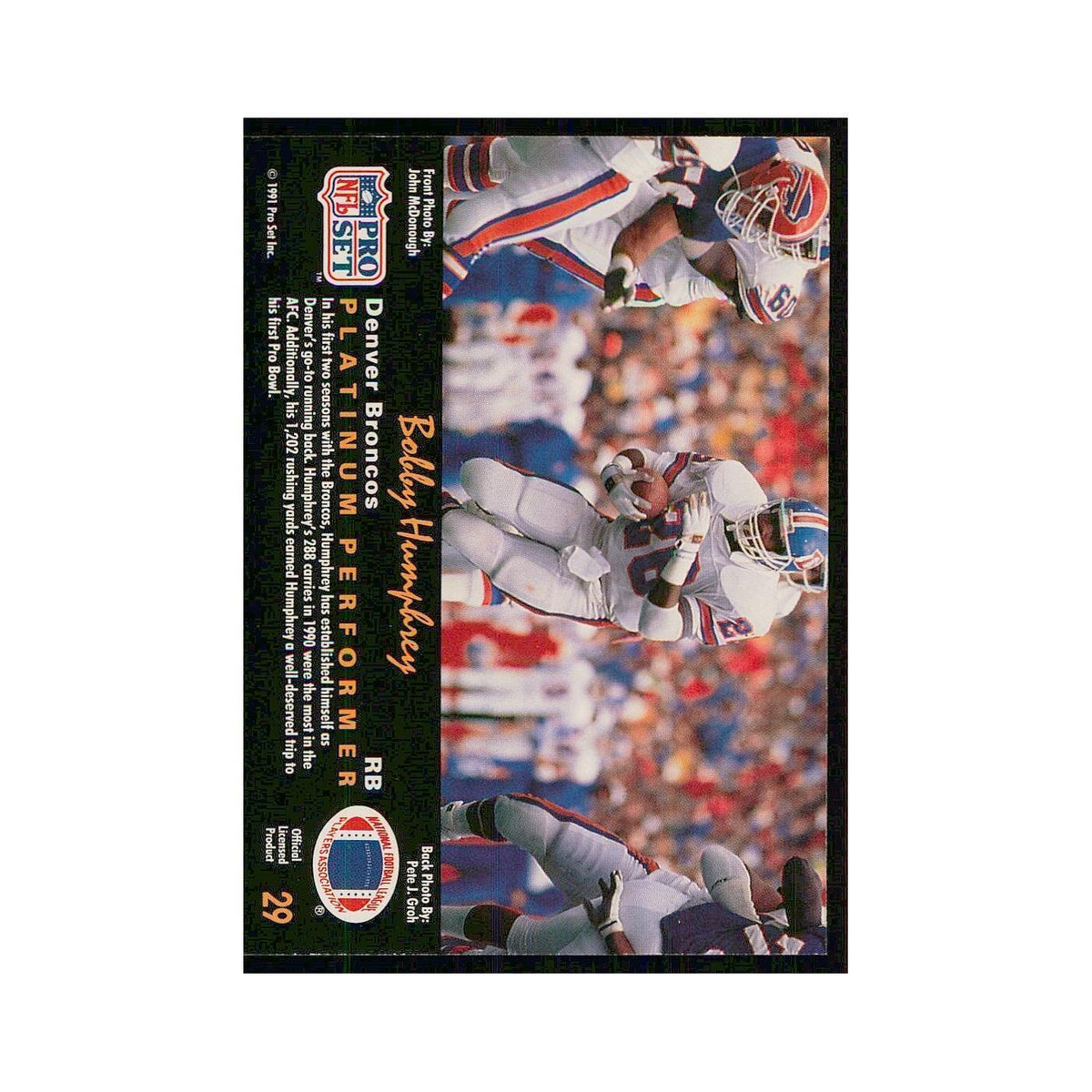 1991 Pro Set Platinum Bobby Humphrey Broncos #29