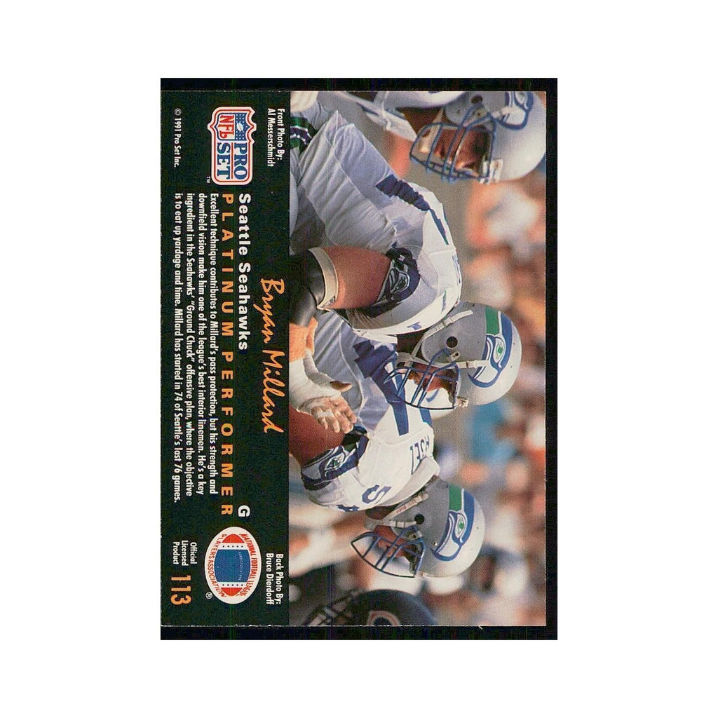 1991 Pro Set Platinum Bryan Millard Seahawks #113