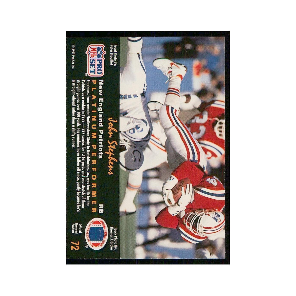 1991 Pro Set Platinum John Stephens Patriots #72