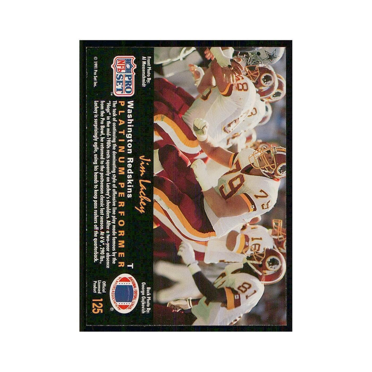 1991 Pro Set Platinum Jim Lachey Redskins #125