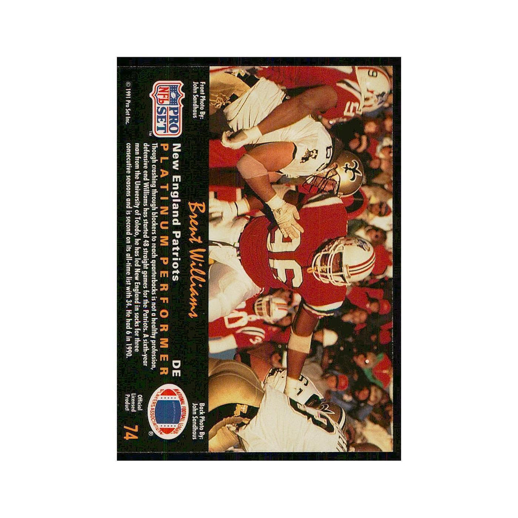 1991 Pro Set Platinum Brent Williams Patriots #74