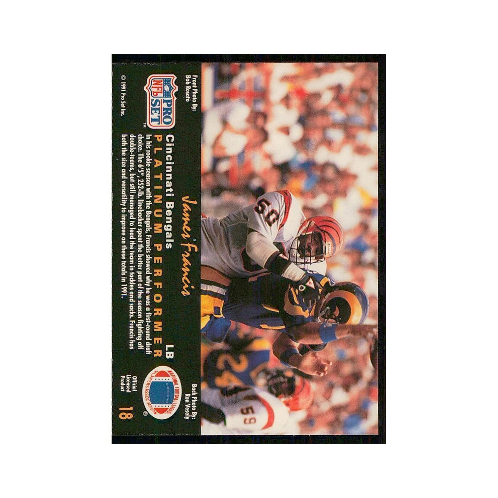 1991 Pro Set Platinum James Francis Bengals #18