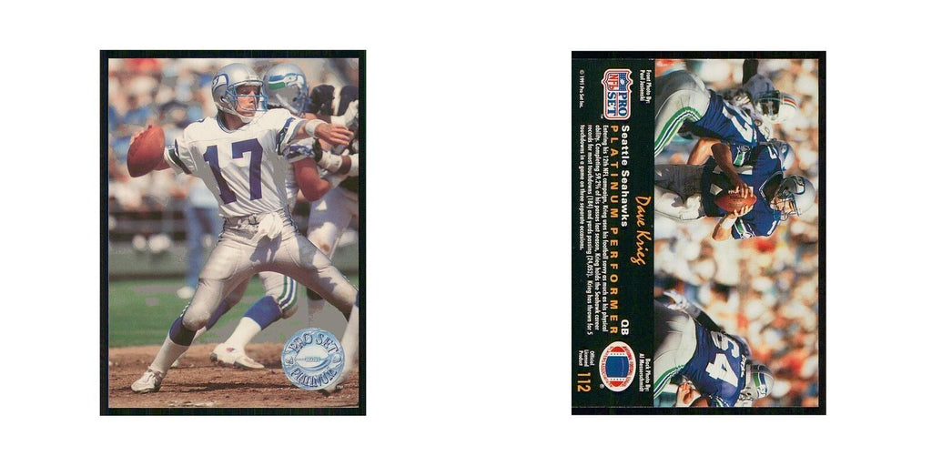 1991 Pro Set Platinum Dave Krieg Seahawks #112
