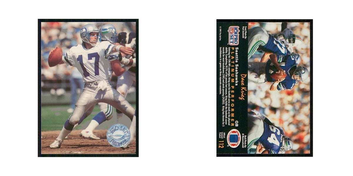 1991 Pro Set Platinum Dave Krieg Seahawks #112
