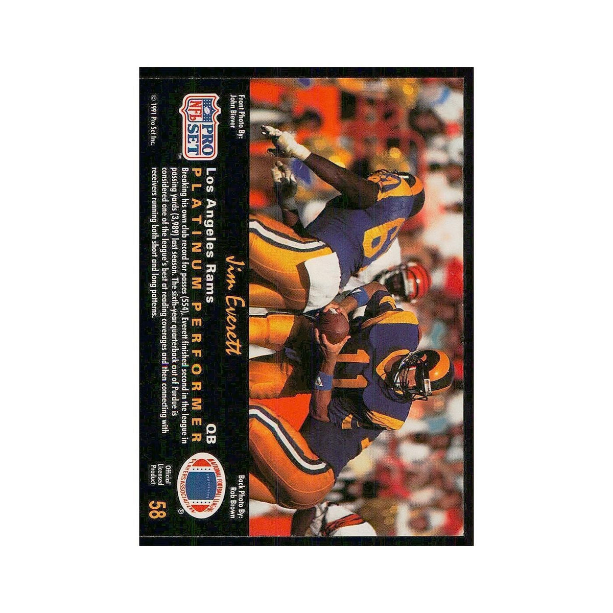 1992 Pro Set Platinum Jim Everett Rams #58