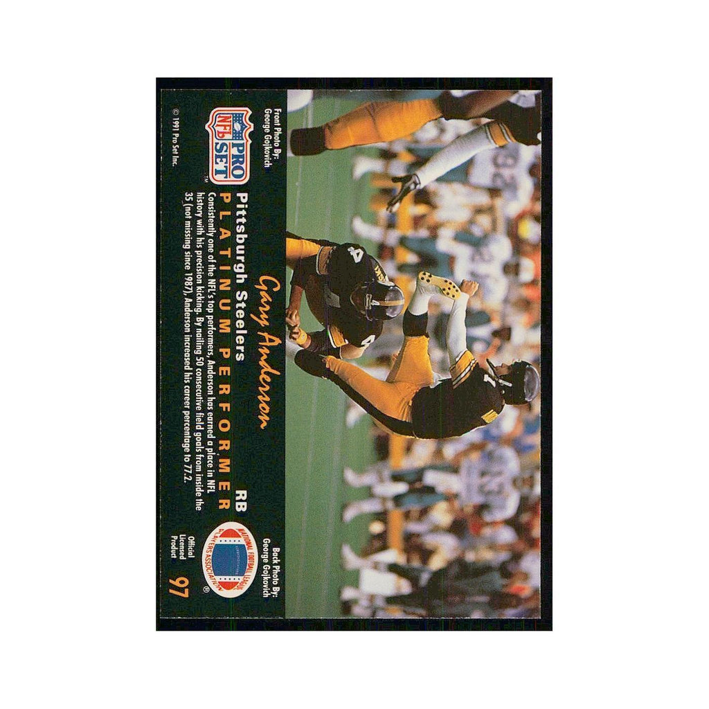 1991 Pro Set Platinum Gary Anderson Steelers #97