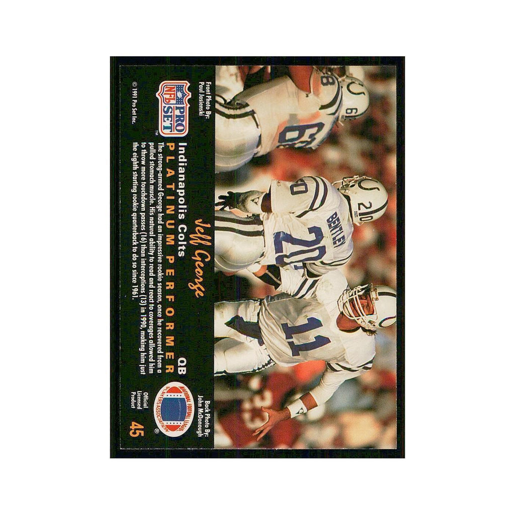 1991 Pro Set Platinum Jeff George Colts #45