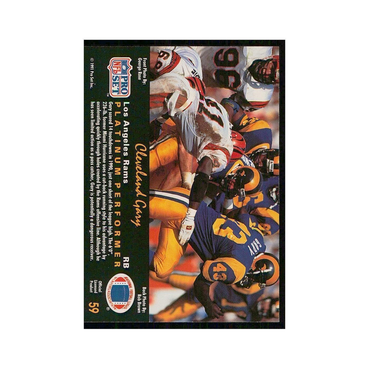 1991 Pro Set Platinum Cleveland Gary Rams #59