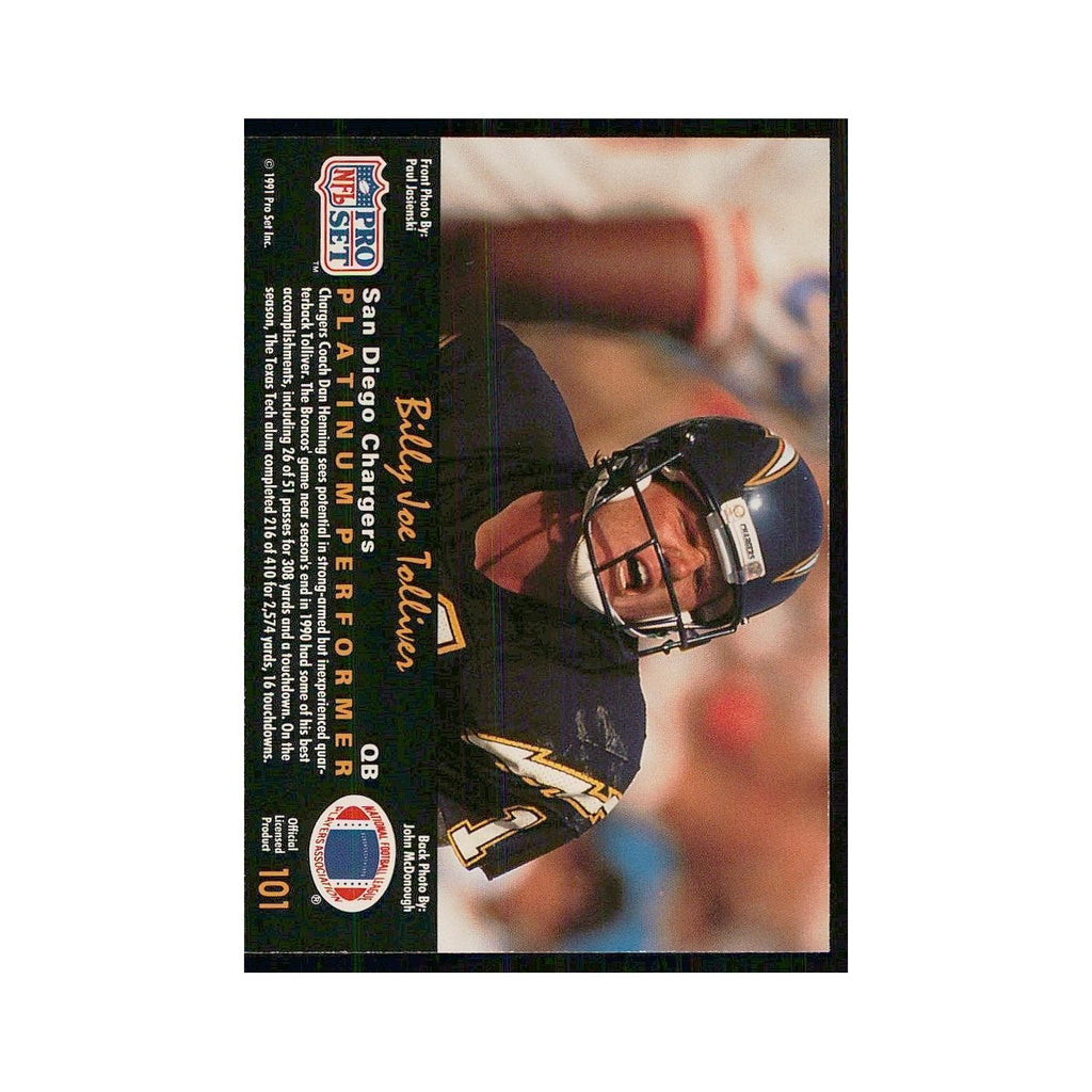 1991 Pro Set Platinum Billy Joe Tolliver San Diego Chargers #101
