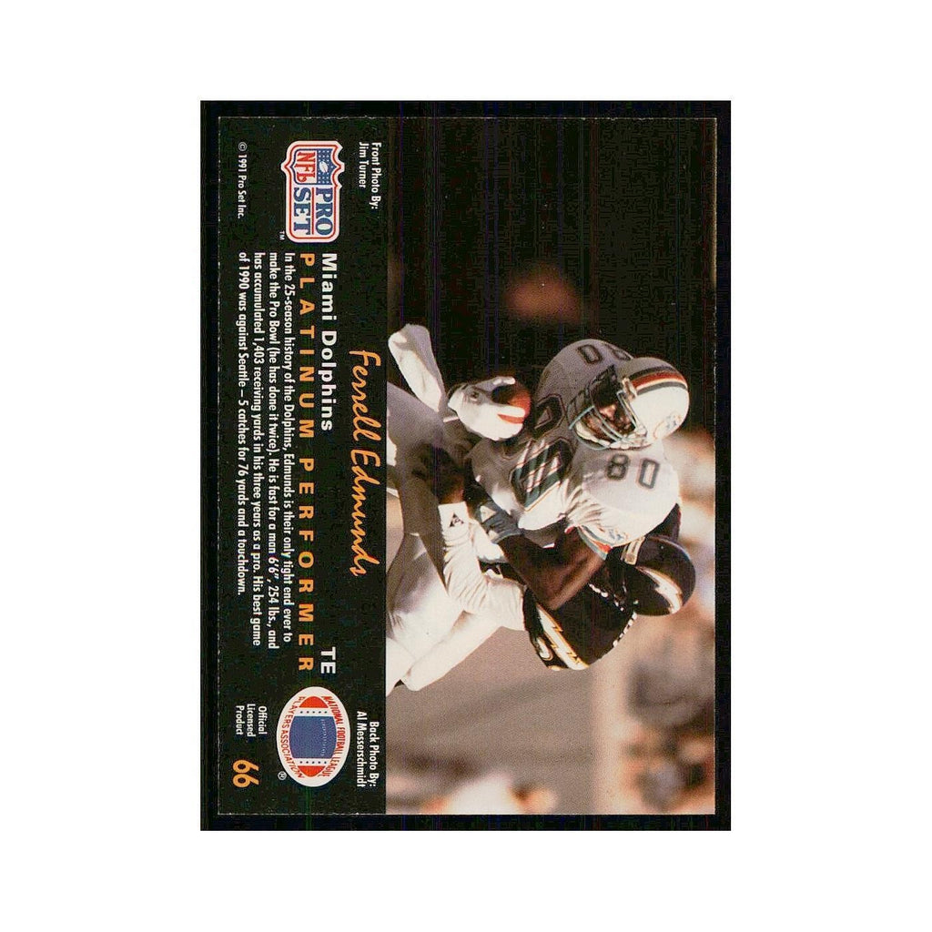 1991 Pro Set Platinum Ferrell Edmunds Dolphins #66